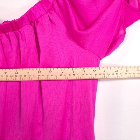 NWT TRINA TURK‎ San Onofre Off-Shoulder Chiffon Flutter Sleeve Maxi Dress LARGE - Picture 5 of 10